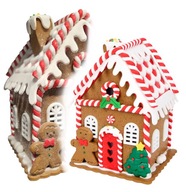 Domek z piernika LED DUŻY 12x12x17cm świąteczna dekoracja różne wzory DUŻY