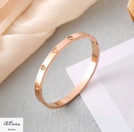 Bra0070 Bransoletka złocona sztywna serduszko różowe złoto