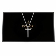 Naszyjnik z krzyżem Vnox ze stali nierdzewnej unisex, srebrny, klasyczny