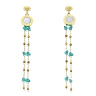 62697 Kolczyki złota stal chirurgiczna motyw zegara koraliki