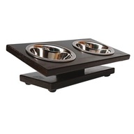 DREWNIANY STOJAK NA MISKI DLA MAŁEGO KOTA BUFET BAR KOTÓW Z MISKAMI 2x0,22L