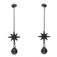 54774 Kolczyki czarna stal chirurgiczna kulka gwiazdka