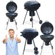 GRILL WĘGLOWY OGRODOWY PRZENOŚNY ZAMYKANY POPIELNIK PÓŁKI TERMOMETR