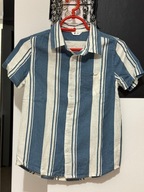 5 Koszula V by very białoniebieskie pasy kieszeń len bawełna 11lat 146 cm