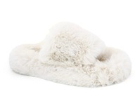 Kapcie domowe damskie miękkie futrzane kremowy