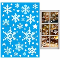 NAKLEJKI ŚWIĄTECZNE OZDOBY NA OKNO SZYBĘ ŚNIEŻYNKI PŁATKI ŚNIEGU 48szt