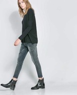 Z A R A sweterek czarny oversize pudełkowy bawełniany grafitowy szary