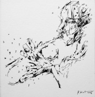 ORYGINALNY RYSUNEK JAZZ MUZYK TRĘBACZ ORYGINALNY PREZENT