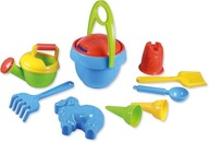 Zestaw do Piasku 10 el. Wiaderko, Sitko, Łopatka, Grabki, Foremki