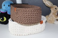 Koszyk owalny szydełkowy handmade – organizer ze sznurka dekoracyjny