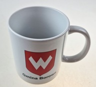 Kubek do kawy, herbaty z herbem gminy Borowa i bocianem + magnes na lodówkę