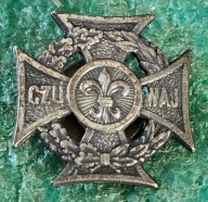 ODZNAKA KRZYŻ HARCERSKI - ZHP - CZUWAJ - ŚRUBA - SYGNOWANY MET 81