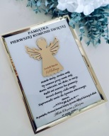 Pamiątka Pierwszej Komunii Świętej Anioł stróż złoto prezent ramka HIT