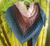 Chusta szydełkowa ombre rękodzieło 200cm x 75cm