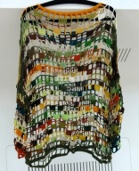 Ażurowy sweter nietoperz kolory jesieni szydełko