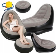 Fotel dmuchany z podnóżkiem deluxe 125x100x85cm