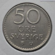 *SZWECJA [0076]*50 ore 1965 (SVERIGE) Król Gustaw VI Adolf Korona Monogram