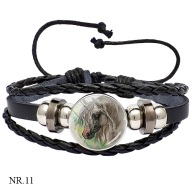 Skórzana bransoletka - Snap - Koń - regulowana długość, wymienne oczka