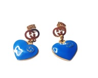 Kolczyki Złote Niebieskie Serce Serduszko Stal Chirurgiczna Nierdzewna
