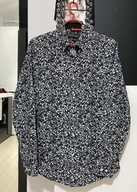 11 Koszula Primark artystyczne motywy kwiatowe biel czerń burgund slim M