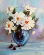 Obraz olejny "Bukiet i wiśnie"