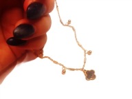 Bransoletka Delikatna Ręka Stopa Złota Brązowa Kwiatek Stal Chirurgiczna