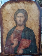 Ikona Jezus Chrystus Pantokrator z Ewangelią 40/32 cm przywieziona z Grecji