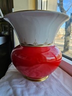 OKAZAŁY WAZON CZERWONO BIAŁY ZŁOCONY MIEDZYWOJNIE GIESCHE BOGUCICE KATOWICE