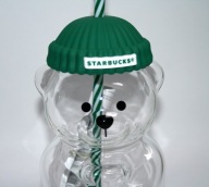 ORYGINALNY KUBEK SZKLANY BEARISTA MIŚ W CZAPCE ZE SŁOMKĄ 591 ml W PUDEŁKU