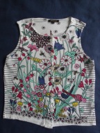 RIVER ISLAND malowana bluzka kwiaty ptaki łąka jak desigual jackpot 38