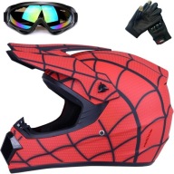 KASK DZIECIĘCY MOTOCYKLOWY dla dziecka pełny S 55- 56 cm spiderman + gogle