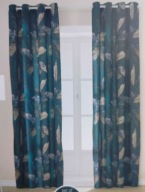 Zasłony welurowe kółka przelotki 140x250cm zielone w pióra piórka 580