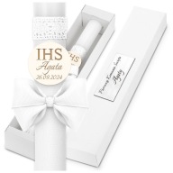 ŚWIECA KOMUNIJNA PUDEŁKO GROMNICA DLA DZIEWCZYNKI/CHŁOPCA KOMUNIA PAMIĄTKA