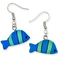 Kolczyki Rybki NIEBIESKIE Żywiczne PREZENT Słodkie Ryba Ryby Błazenek