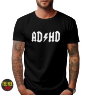 KOSZULKA MĘSKA ADHD ŚMIESZNA ROCKOWA CZARNA M