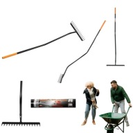 GRABIE METALOWE DO LIŚĆI TRAWY OGRODOWE Z TRZONKIEM GRABKI