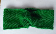 Damska opaska na głowę z twistem - zielona , ręcznie robiona na drutach