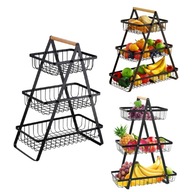 KOSZ NA OWOCE WARZYWA KOSZYK 3 PIĘTROWY ORGANIZER METALOWY CZARNY