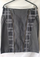 Spódnica szara ołówkowa w kratkę - 38