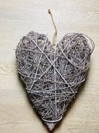 Duża ozdoba drewniane plecione serce zawieszka 45 cm