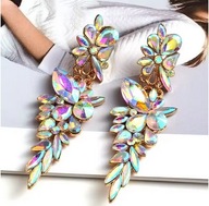 KOLCZYKI CYRKONIE opalizujące kolorowe błyszczące wizytowe