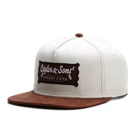 Czapka snapback biało–brązowa z daszkiem z eko-zamszu – unisex