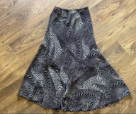 Brązowa spódnica na gumce maxi ciekawy wzór