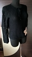 Sweterek młodzieżowy, ażurowy, czarny-rozmiar M/38/10