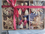 Ozdoby słomiane na choinkę zawieszki rustykalne retro vintag ze słomy