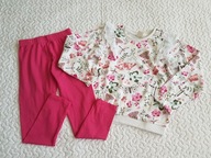 Cool Club bluza biała w różowe kwiatki nowa i legginsy roz 128