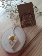Kolczyki i naszyjnik z żywic i suszonych kwiatów hand made