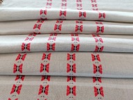 SKANDYNAWSKI DESIGN LNIANY OBRUS VINTAGE PRZEPLATAŃCE FRĘDZLE 110x130 nr.22