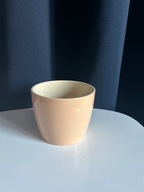 osłonka doniczka ceramiczna kremowa różowa 10 cm