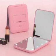 LUSTERKO DO MAKIJAŻU LED PODRÓŻNE SKŁADANE PREZENT RÓŻOWE
